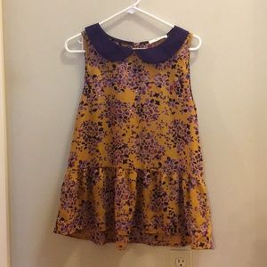 Purple and Gold Peplum PeterPan Blouse